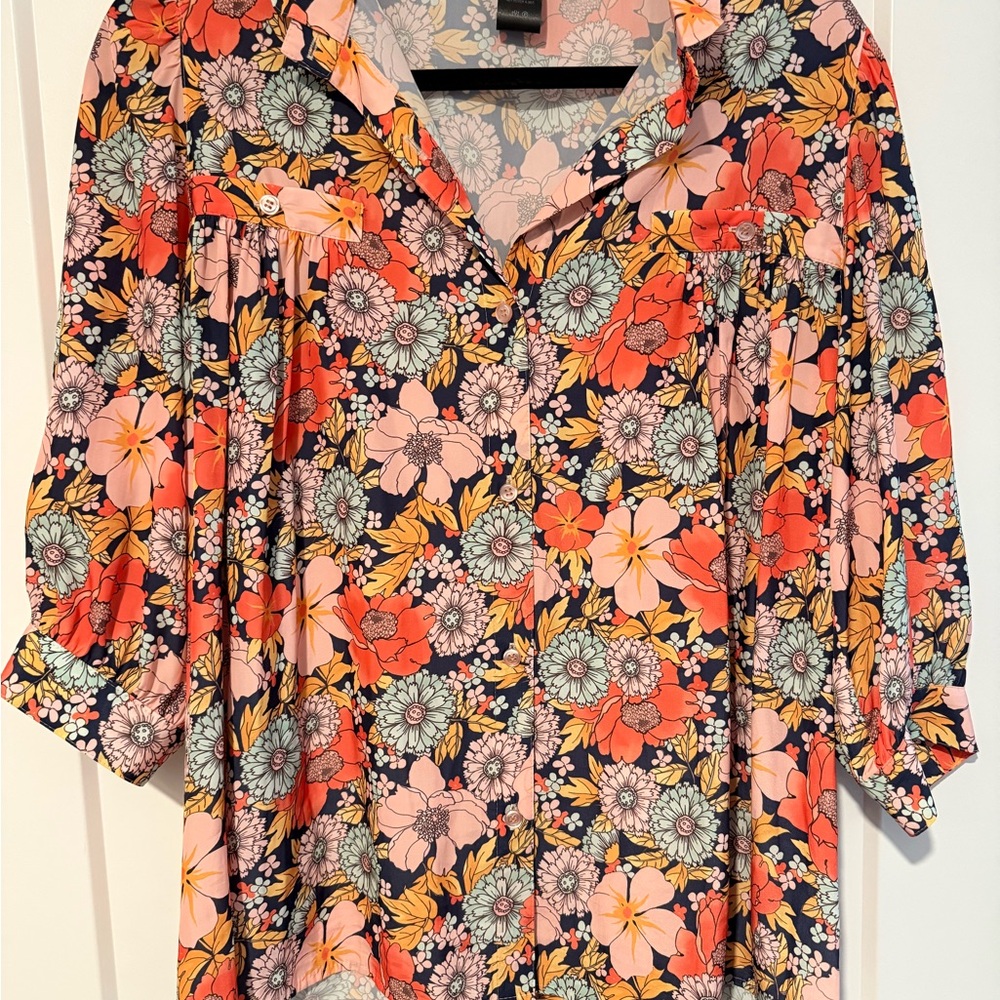 Smythe Floral Shirred Pocket Blouse
